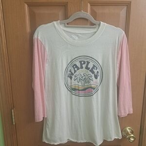 Womens BLUE 84 SIZE LARGE Naples Florida Tee Shirt 3/4 Inch Sleeve